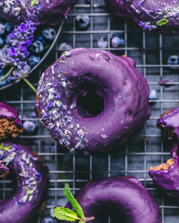 Blueberry Lavender-Glazed Donuts