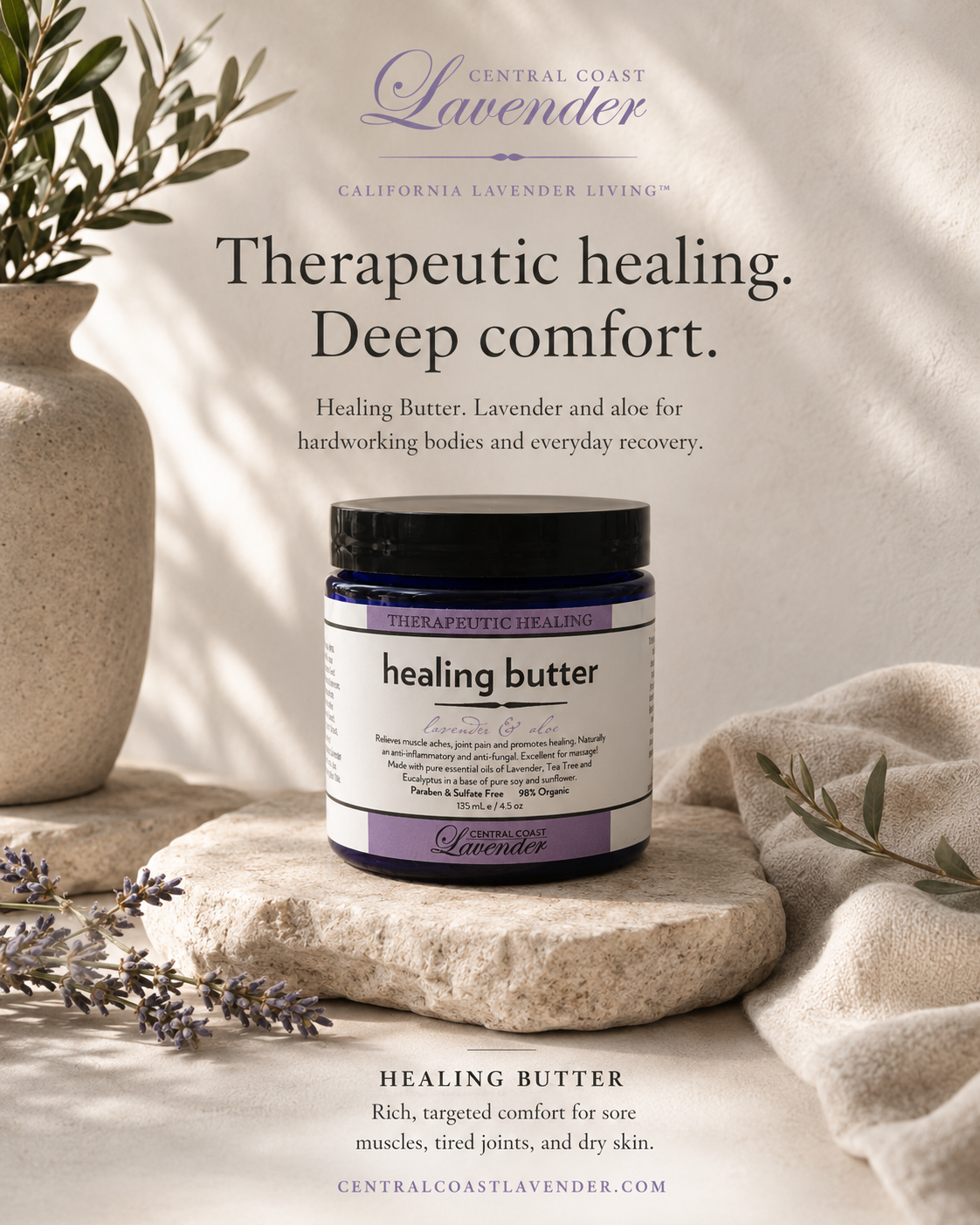 Central Coast Lavender Complete Relief Duo — Healing Butter jar and Instant Relief spray